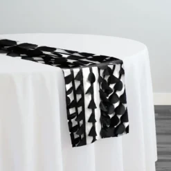 Funzie (Circle Hanging) Taffeta Table Runner in Black and White