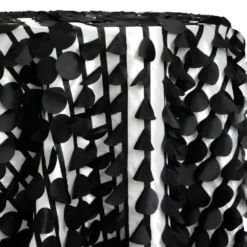 Funzie (Circle Hanging) Taffeta Table Linen in Black and White