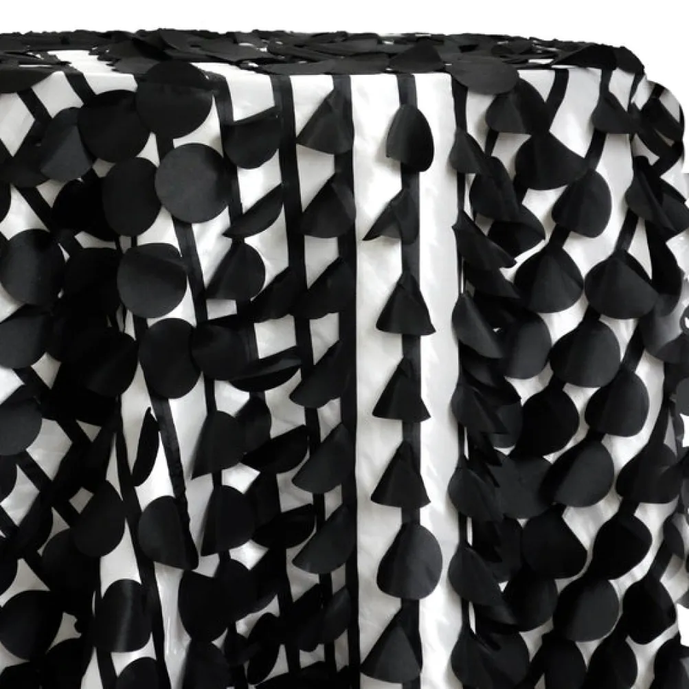 Funzie (Circle Hanging) Taffeta Table Linen in Black and White