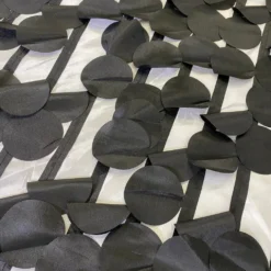 Funzie (Circle Hanging) Taffeta Table Linen in Black and White