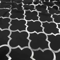 Gatsby (Metallic Print) Table Linen in Black and Silver