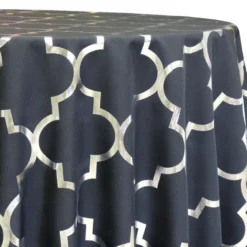 Gatsby (Metallic Print) Table Linen in Black and Silver