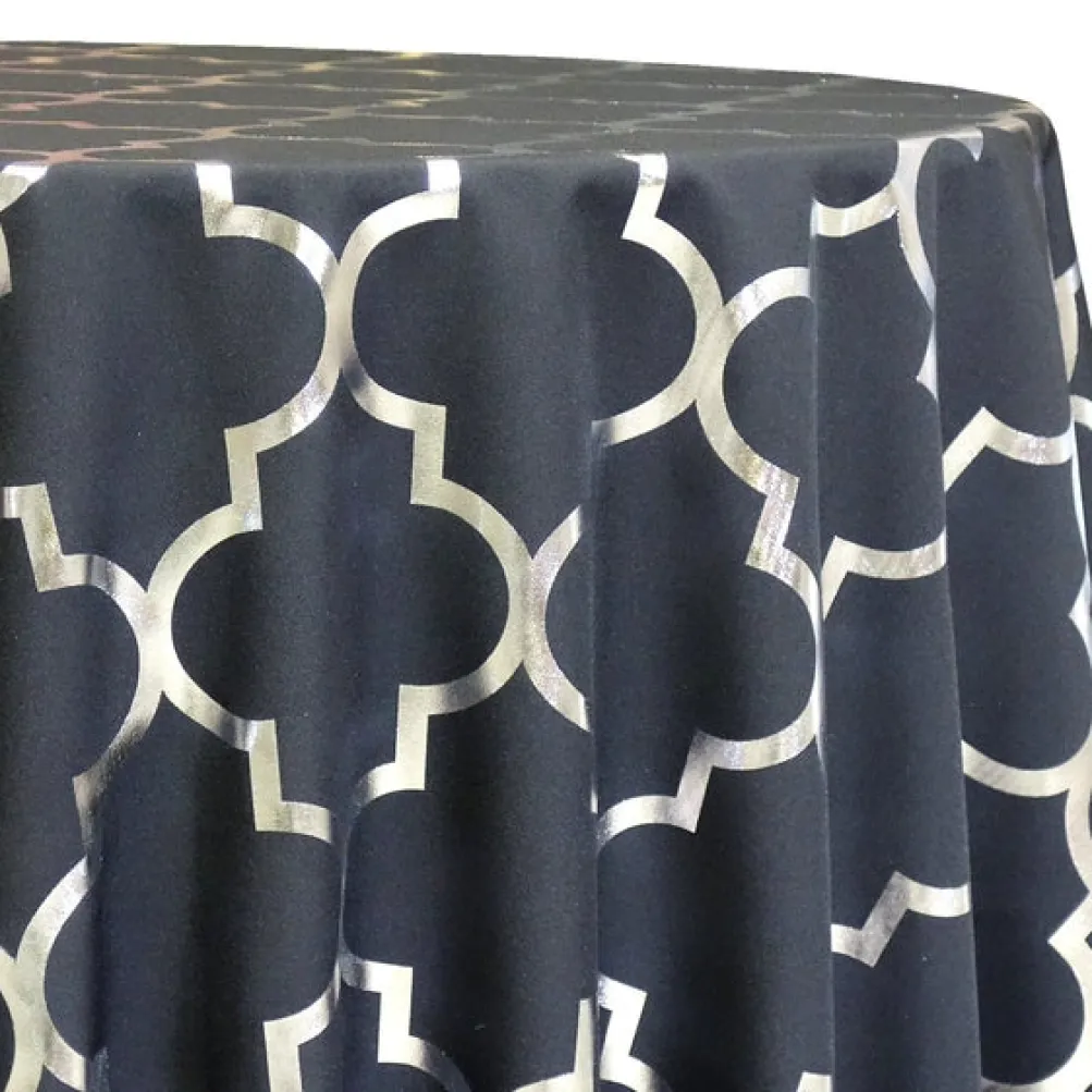 Gatsby (Metallic Print) Table Linen in Black and Silver