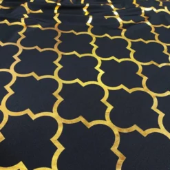 Gatsby (Metallic Print) Table Linen in Black and Gold