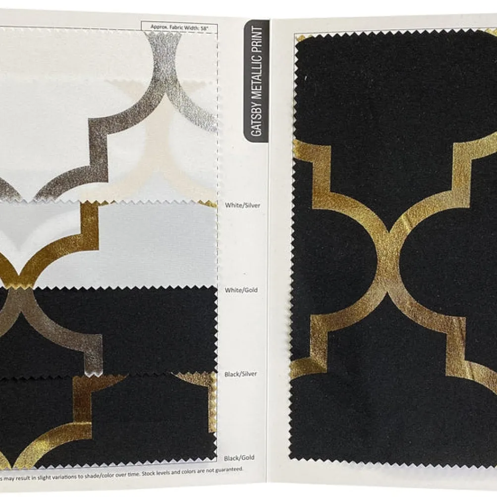Gatsby (Metallic Print) Table Linen in Black and Gold