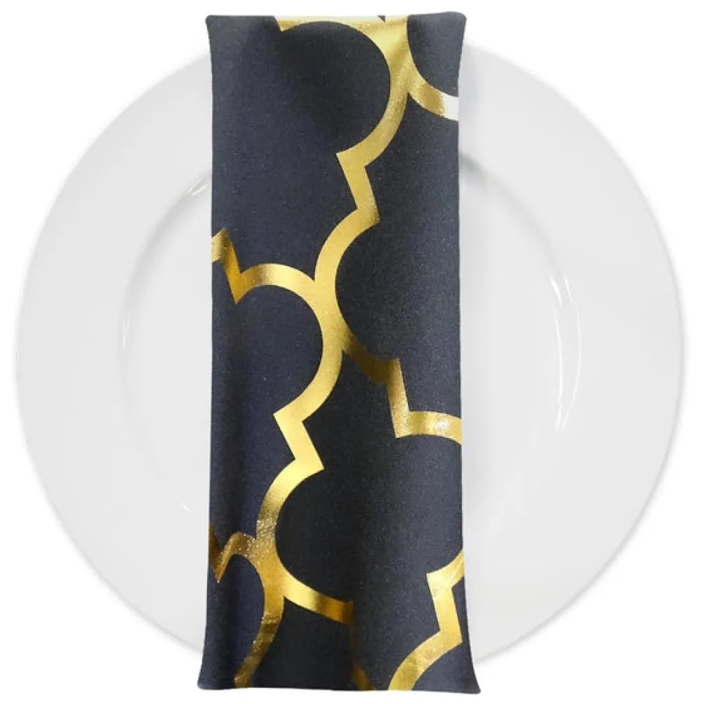 Gatsby (Metallic Print) Table Napkin in Black and Gold