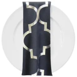 Gatsby (Metallic Print) Table Napkin in Black and Silver