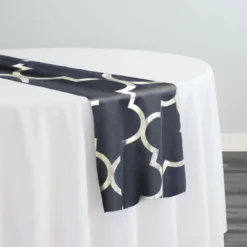 Gatsby (Metallic Print) Table Runner in Black and Silver