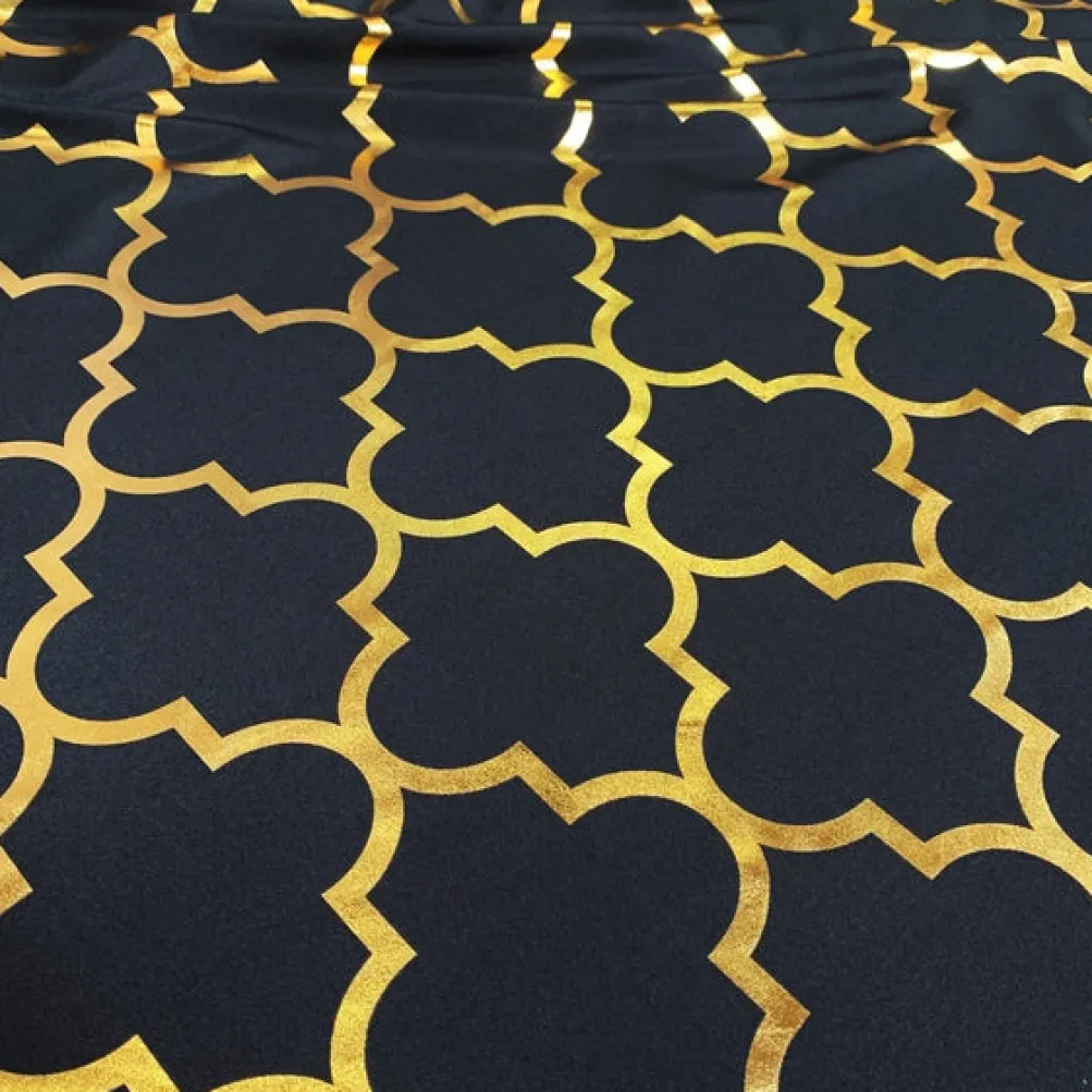 Gatsby (Metallic Print) Table Runner in Black and Gold
