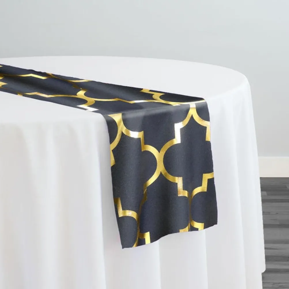 Gatsby (Metallic Print) Table Runner in Black and Gold