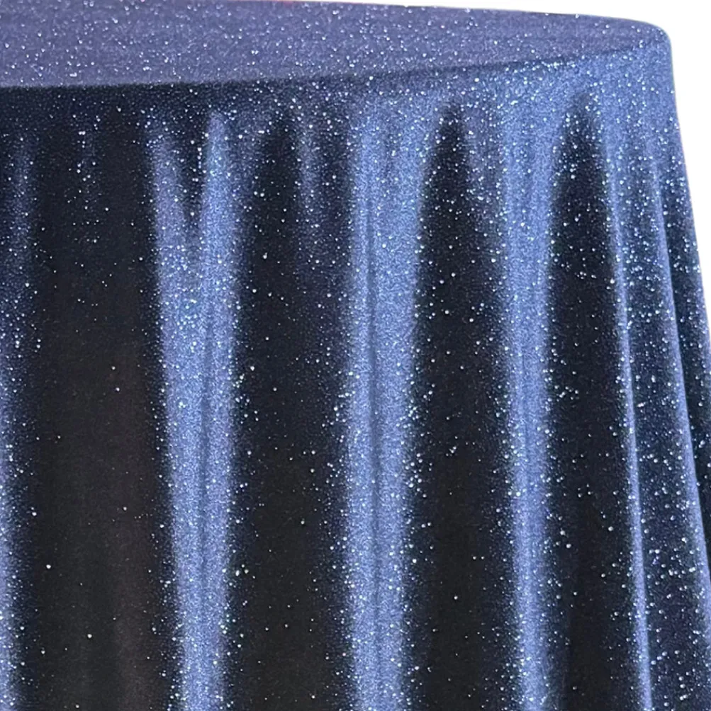 Glitter Velour Table Linen in Navy