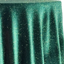 Glitter Velour Table Linen in Hunter Green
