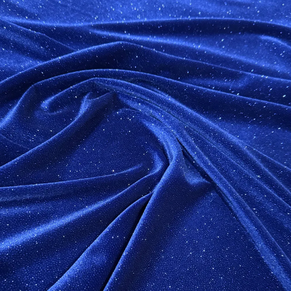 Glitter Velour Table Linen in Royal