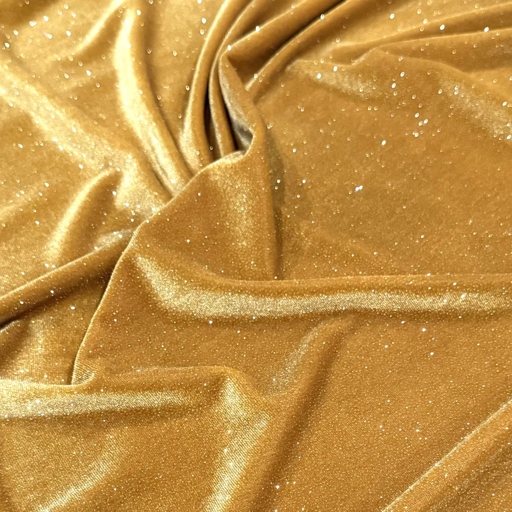 Glitter Velour Table Linen in Gold