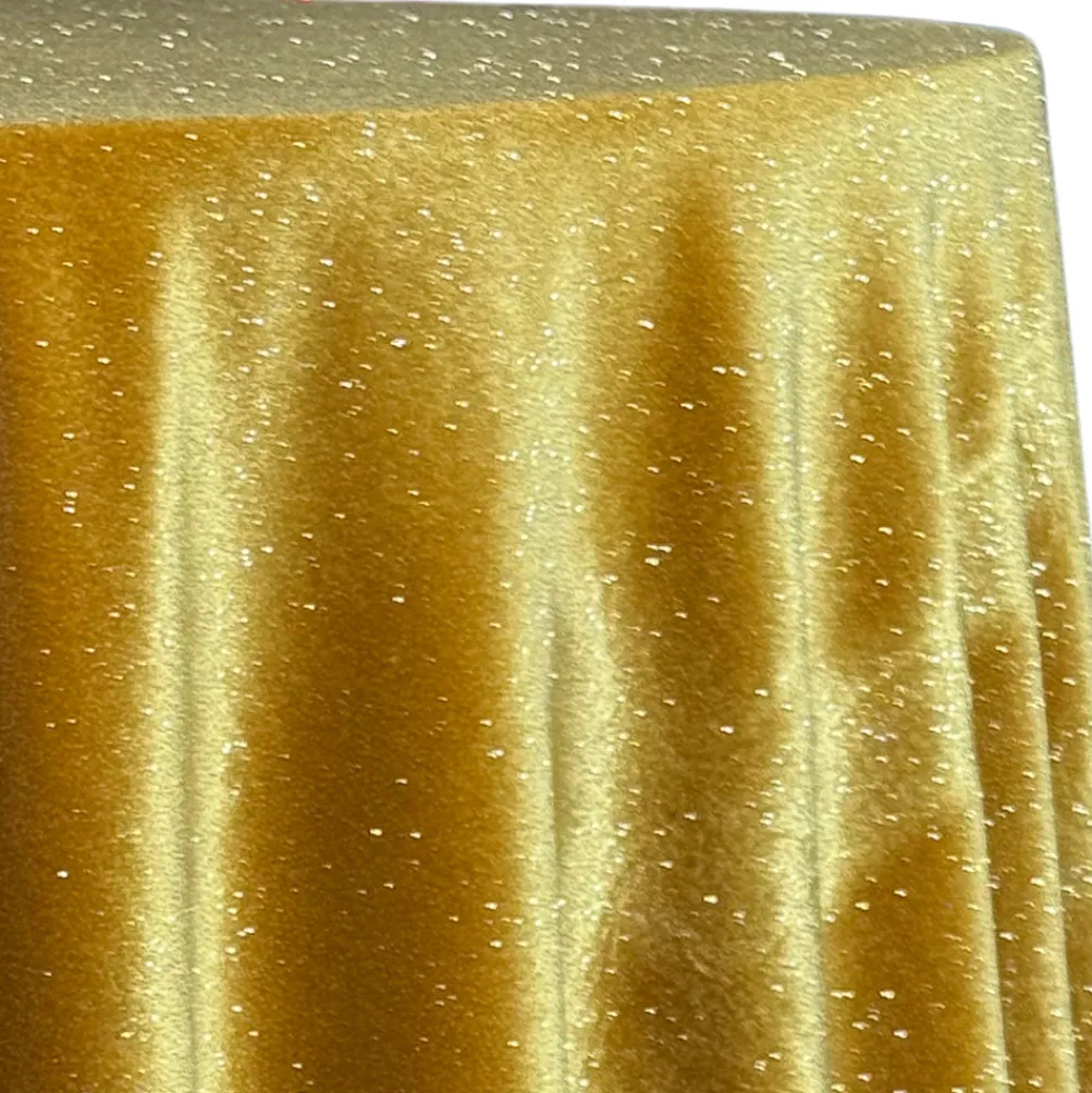 Glitter Velour Table Linen in Gold