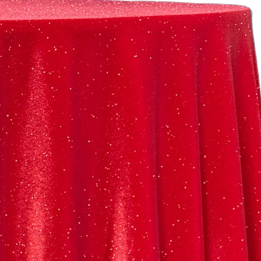 Glitter Velour Table Linen in Red