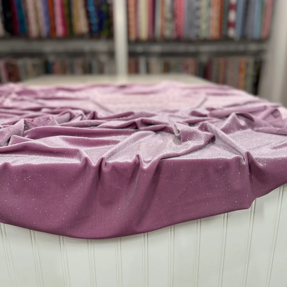 Glitter Velour Table Linen in Dusty Pink