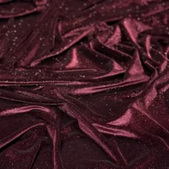 Glitter Velour Table Linen in Burgundy