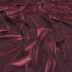 Glitter Velour Table Linen in Burgundy