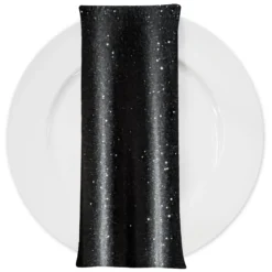 Glitter Velour Table Napkin in Black