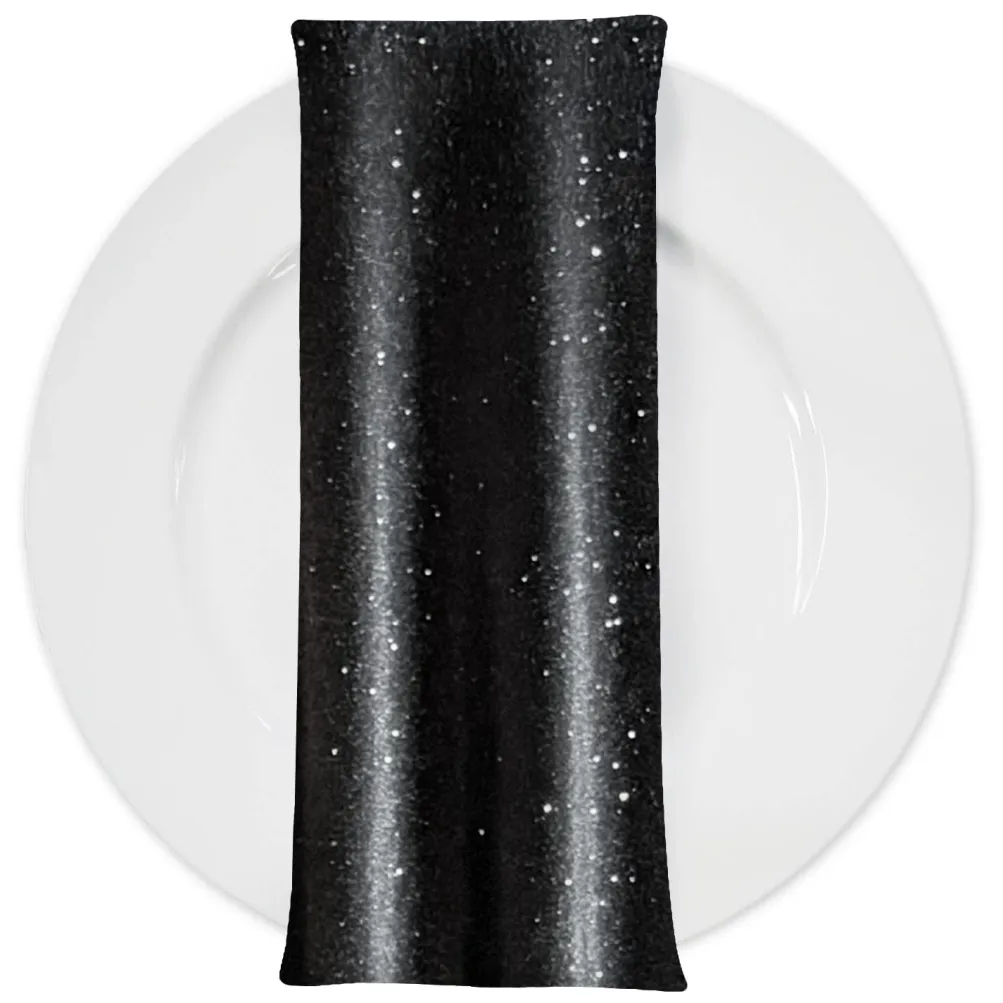 Glitter Velour Table Napkin in Black