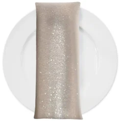 Glitter Velour Table Napkin in Beige