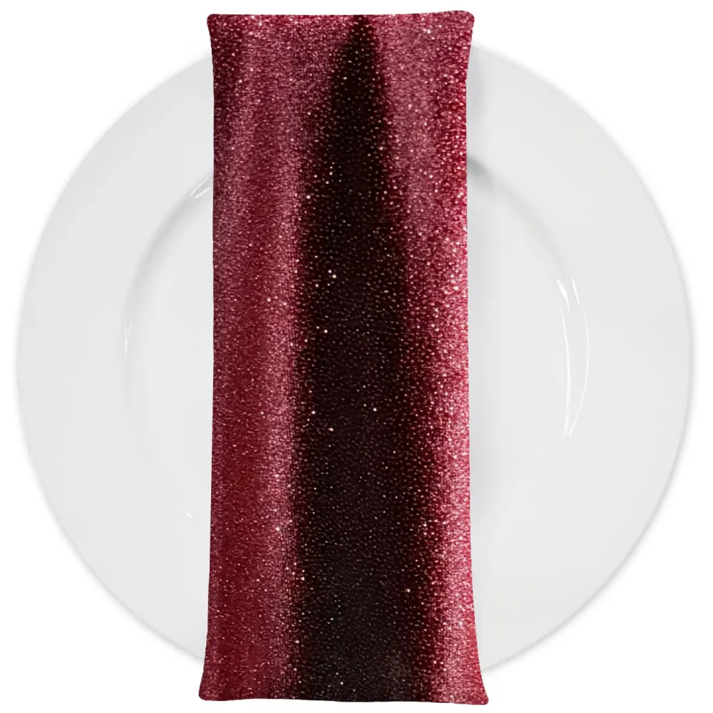 Glitter Velour Table Napkin in Burgundy