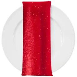 Glitter Velour Table Napkin in Red