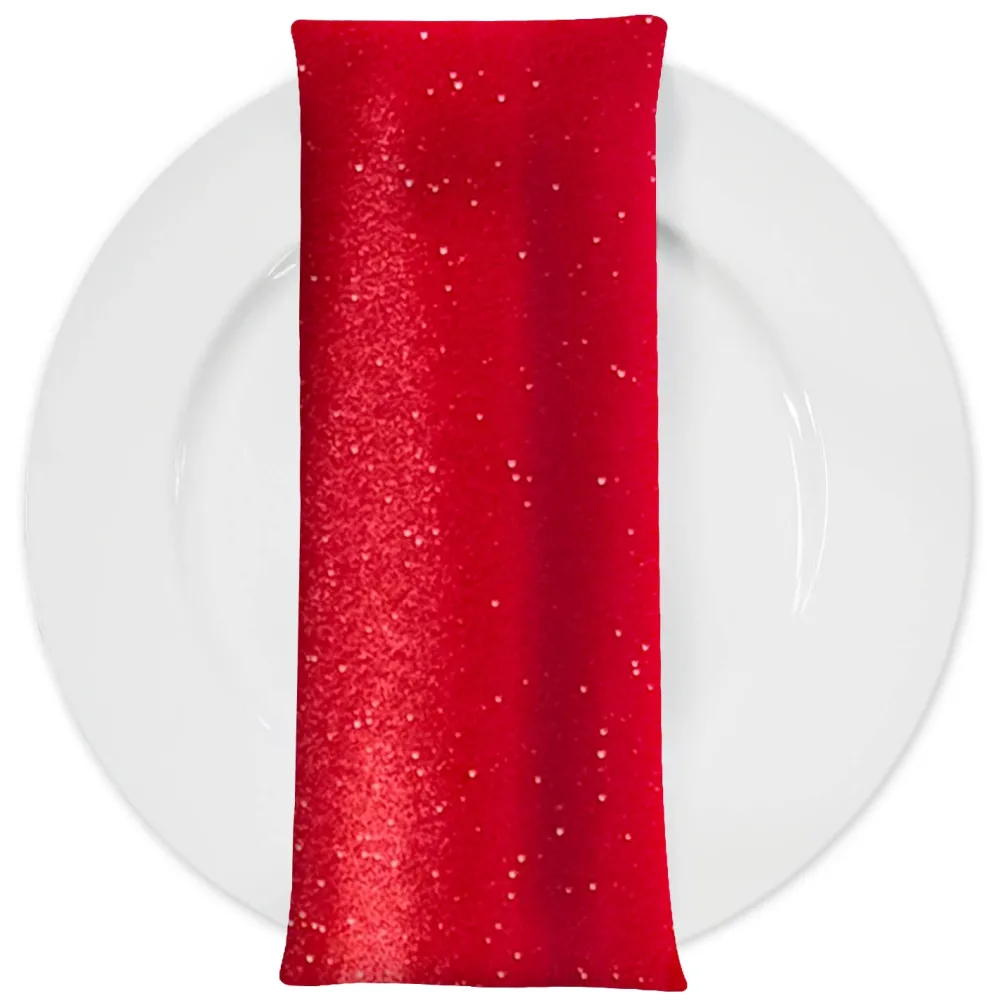 Glitter Velour Table Napkin in Red