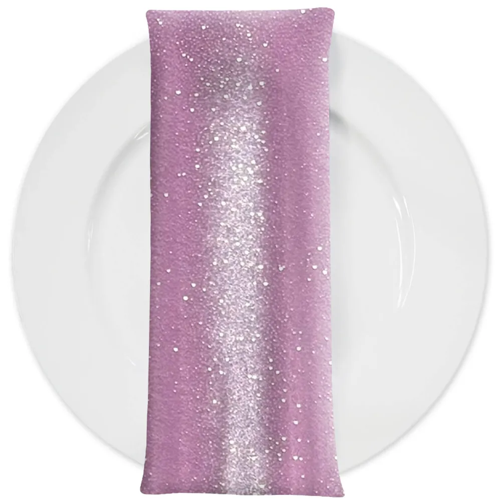 Glitter Velour Table Napkin in Dusty Pink