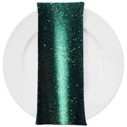 Glitter Velour Table Napkin in Hunter Green