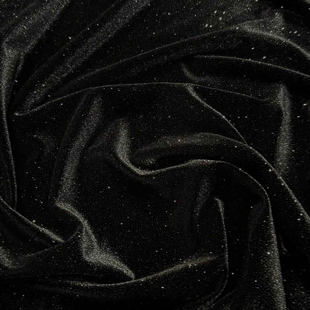 Glitter Velour Table Runner in Black
