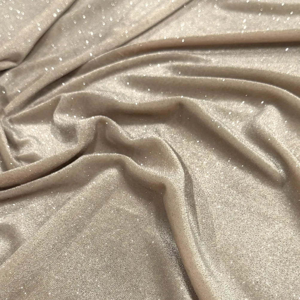 Glitter Velour Table Runner in Beige