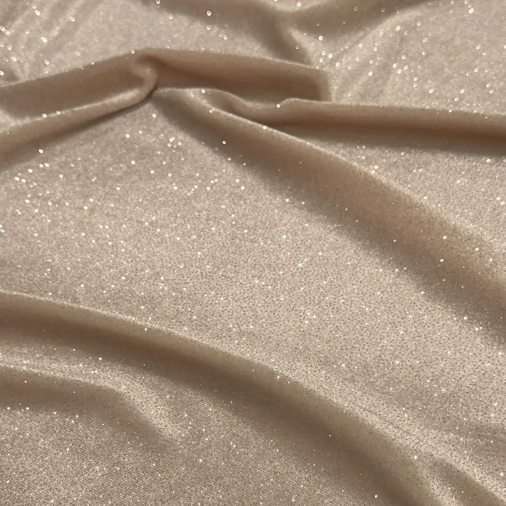 Glitter Velour Table Runner in Beige