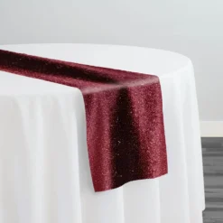 Glitter Velour Table Runner in Burgundy