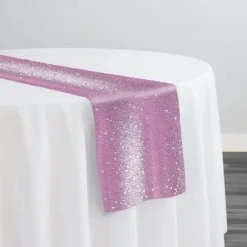 Glitter Velour Table Runner in Dusty Pink
