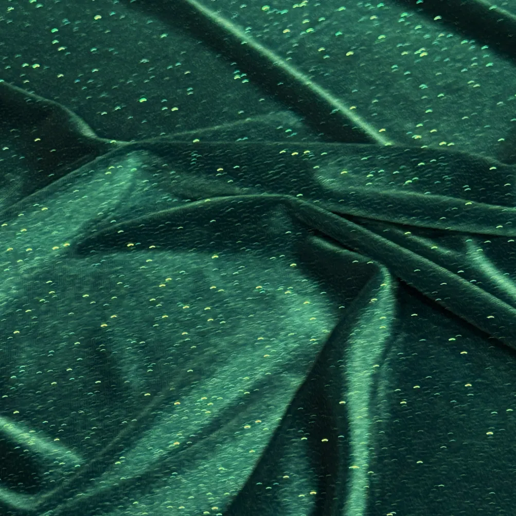 Glitter Velour Table Runner in Hunter Green