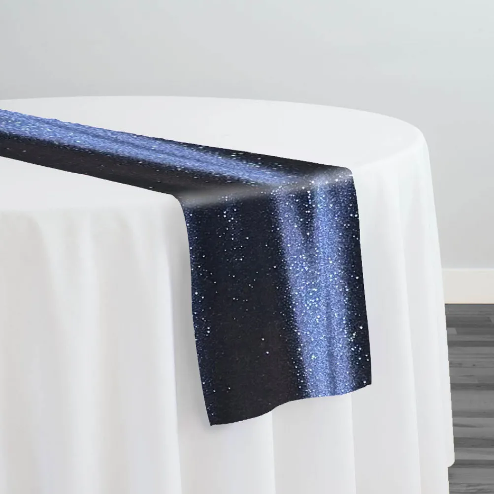 Glitter Velour Table Runner in Navy