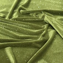 Glitter Velour Table Runner in Olive