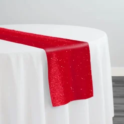 Glitter Velour Table Runner in Red