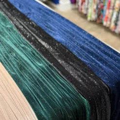 Glitter Velour Table Runner in Red