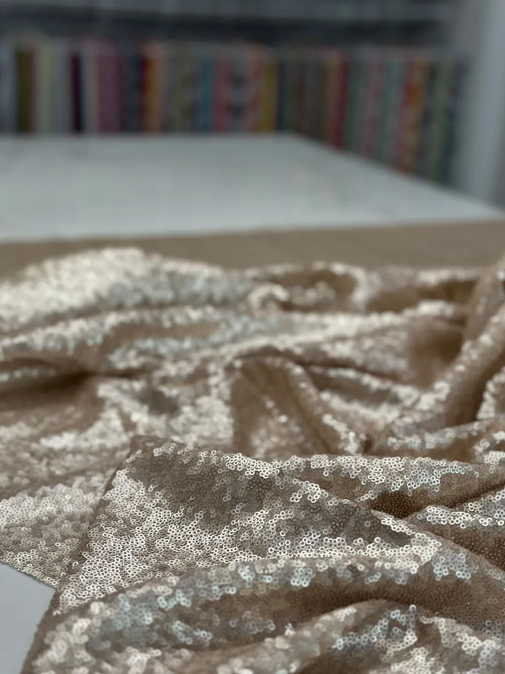 Glitz Sequins Table Linen in Blush Matte