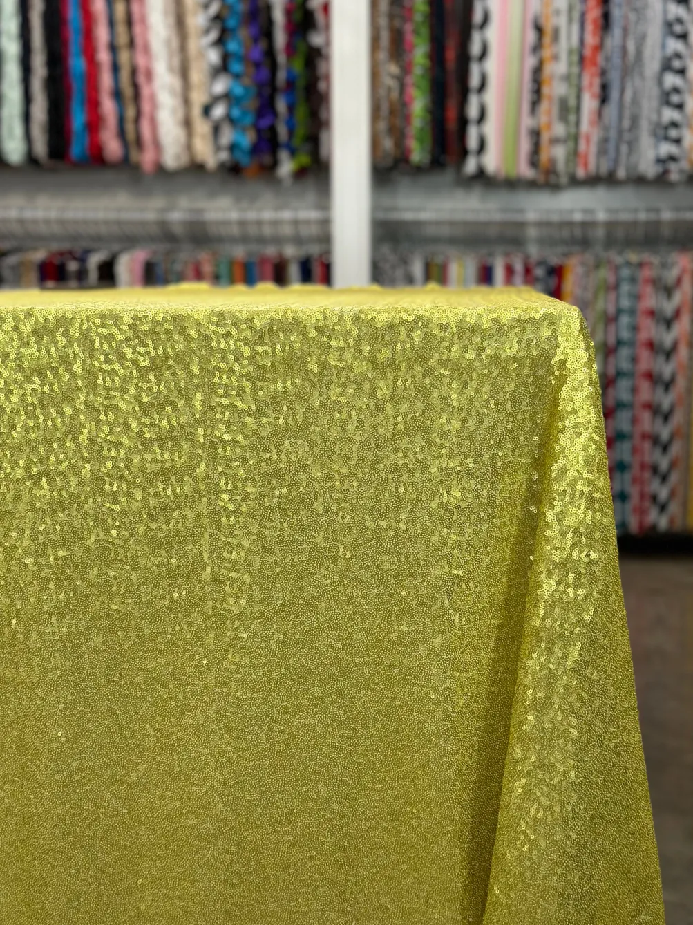 Glitz Sequins Table Linen in Chartreuse