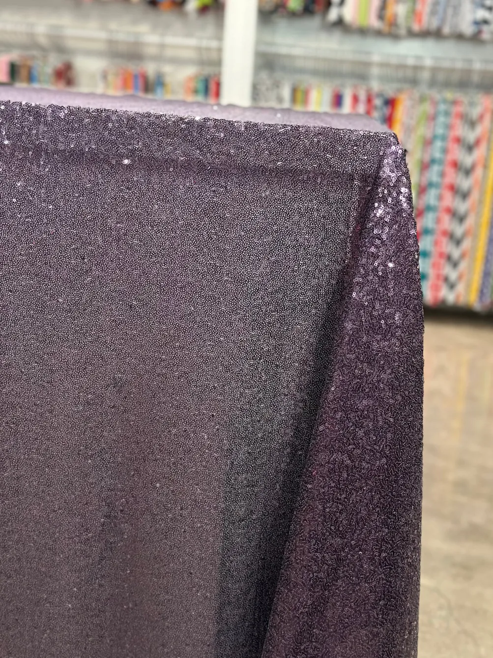 Glitz Sequins Table Linen in Eggplant