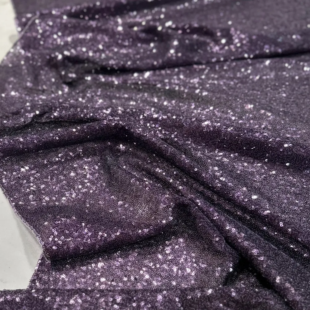 Glitz Sequins Table Linen in Eggplant