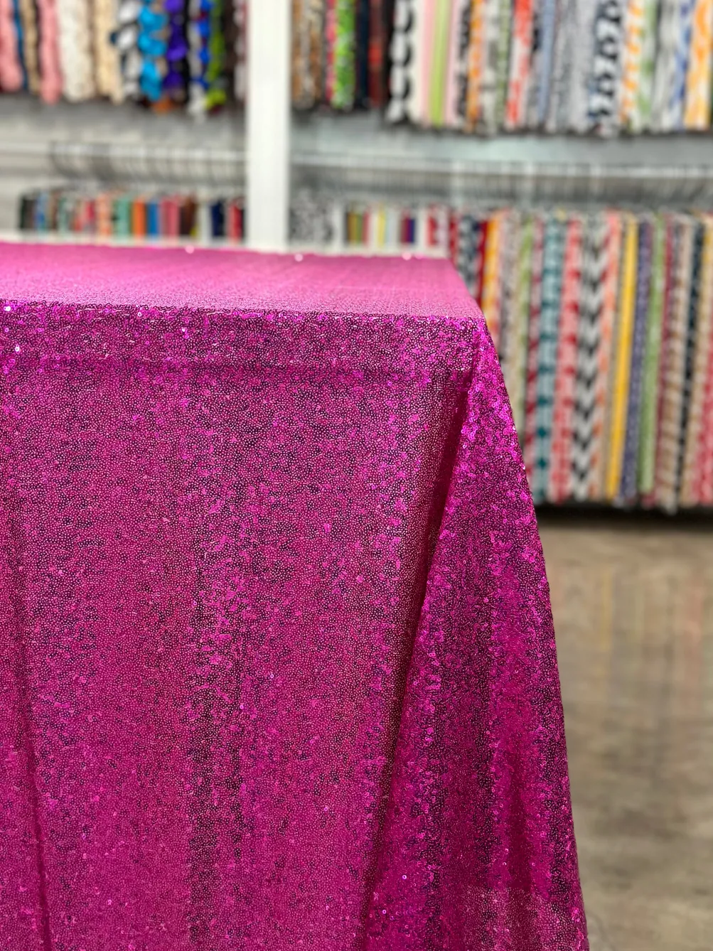 Glitz Sequins Table Linen in Fuchsia