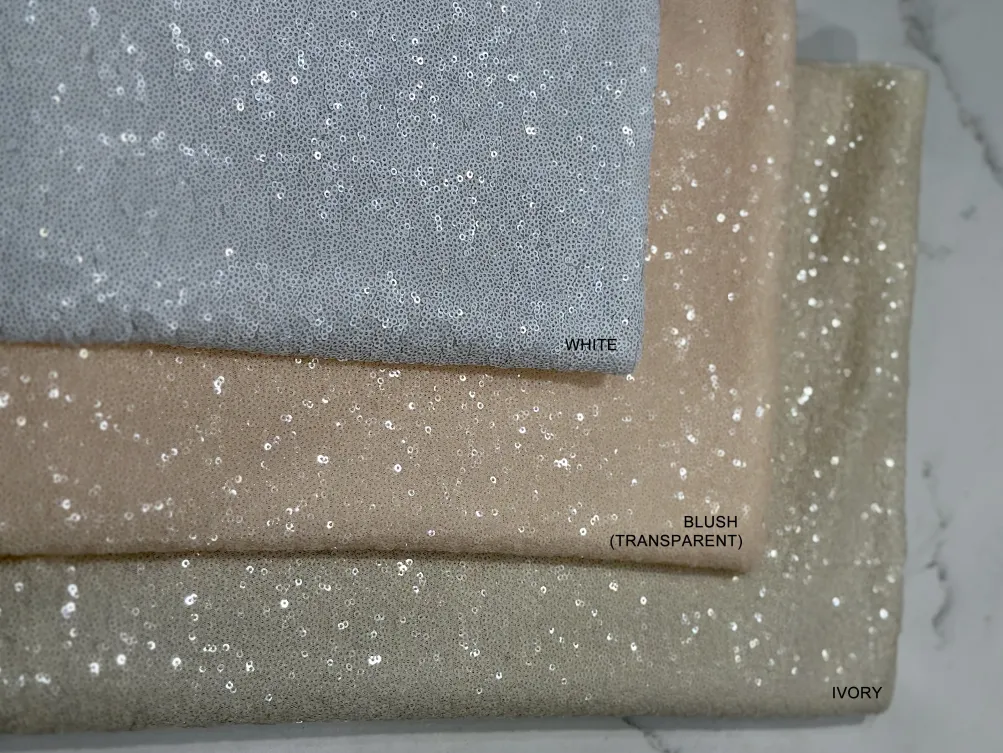 Glitz Sequins Table Linen in Ivory