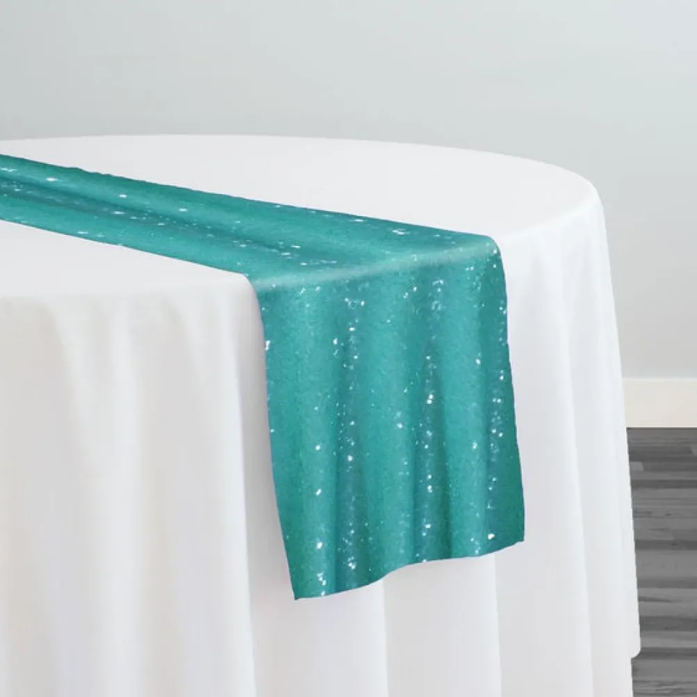 Glitz Sequins Table Runner in Teal Green