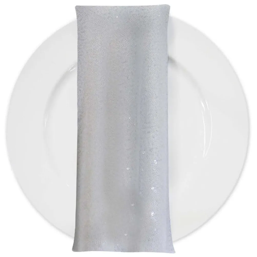 Glitz Sequins (w/ Poly Lining) Table Napkin in White