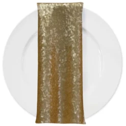 Glitz Sequins (w/ Poly Lining) Table Napkin in Antique Gold